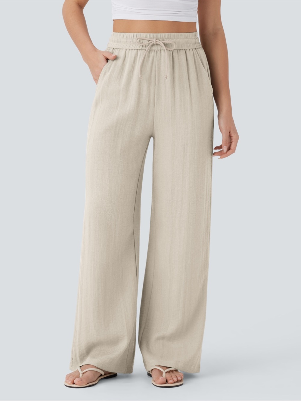 HALARA High Waisted Drawstring Pants — Whisper White
